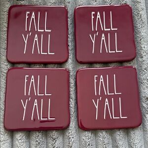 Rae Dunn Burgundy 'FALL Y’ALL' Coasters